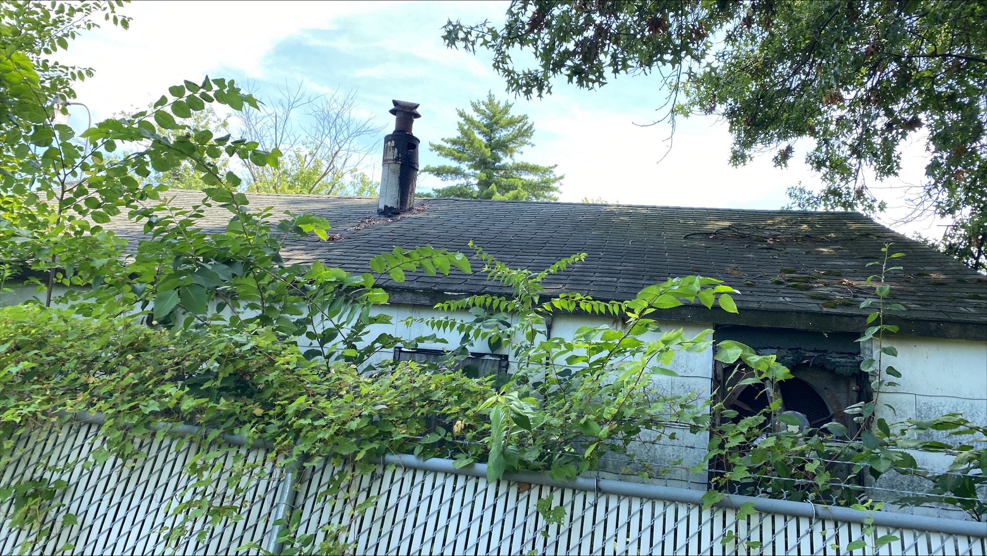 Back view showing roof of 1 of the buildings