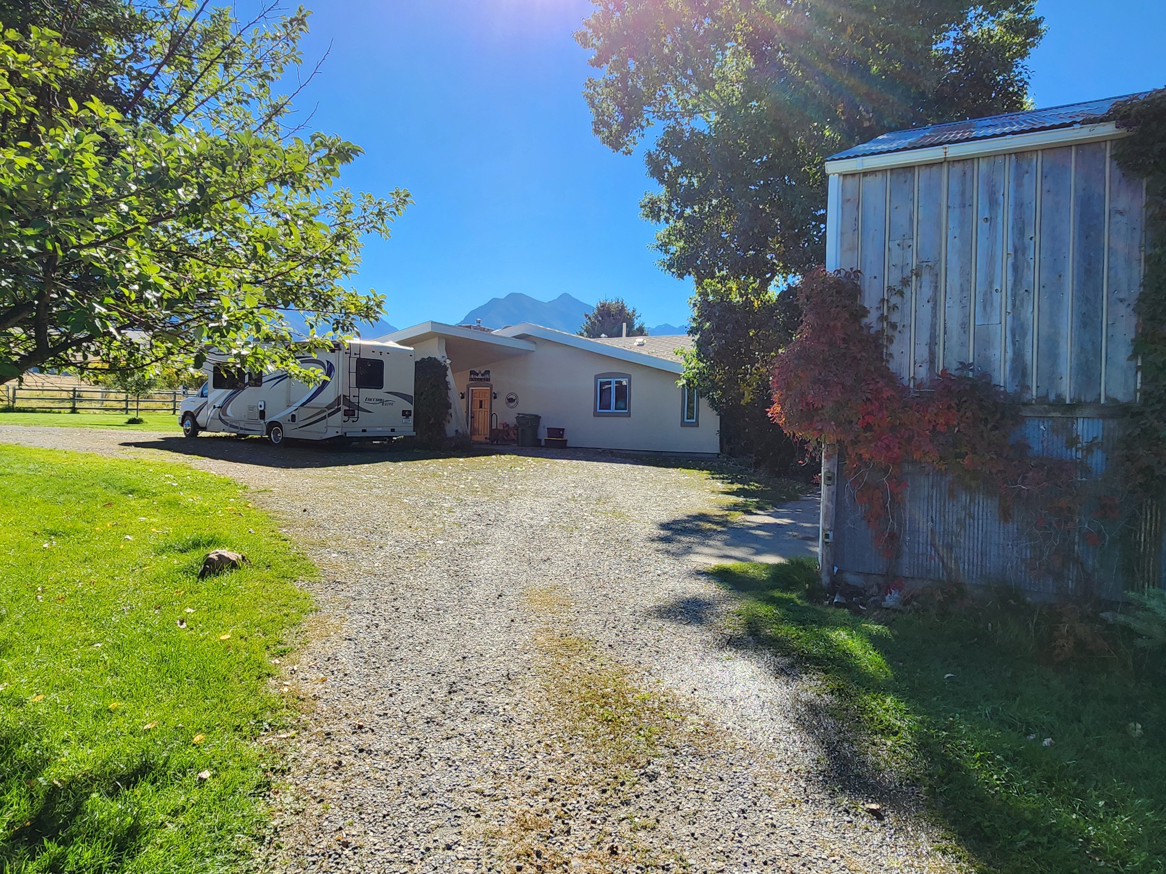 Side view of house coming garage