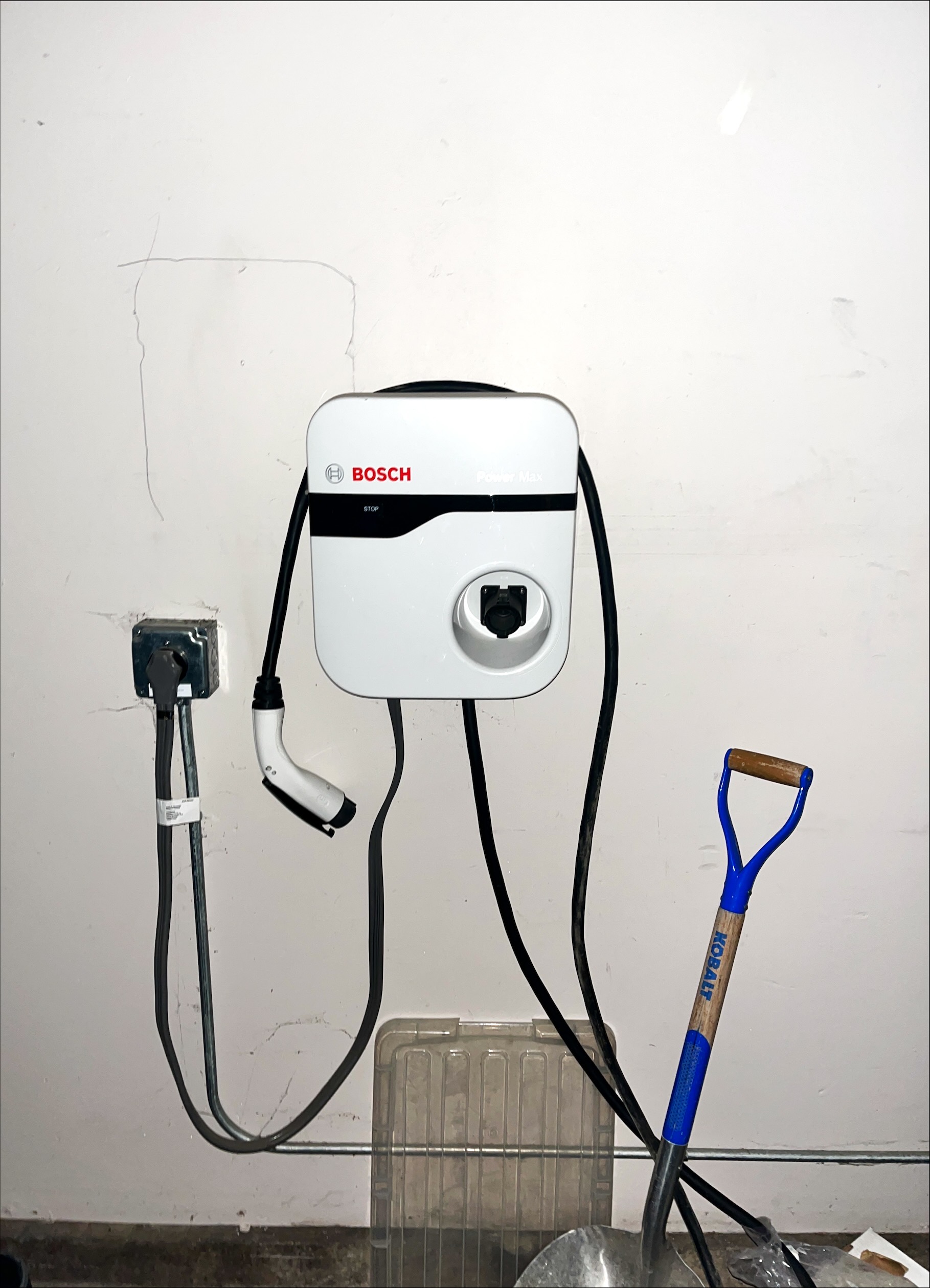 Bosch EV charger mounted on garage wall