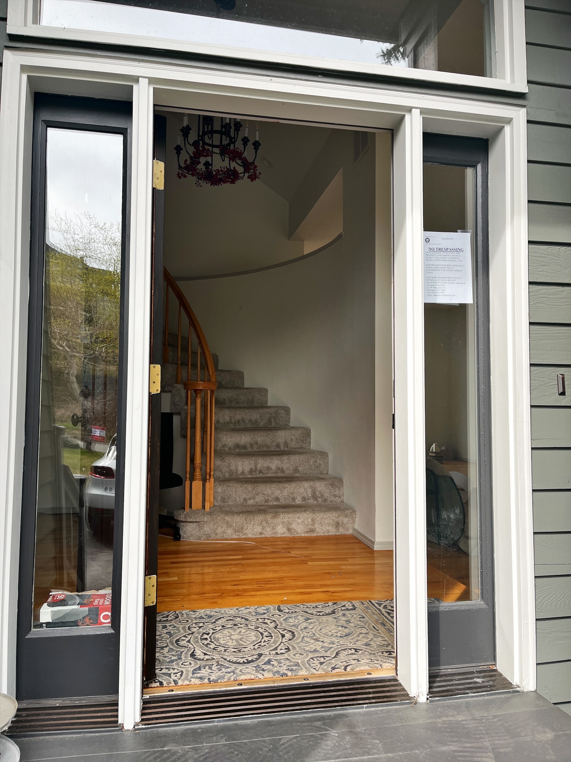 Entering front door
