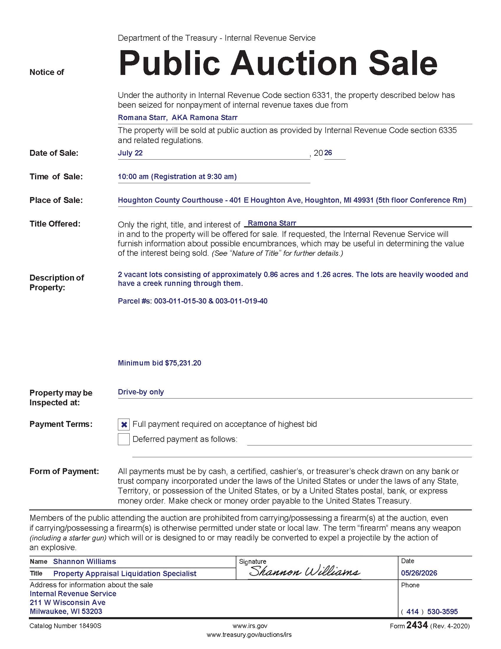 Front of Form 2434