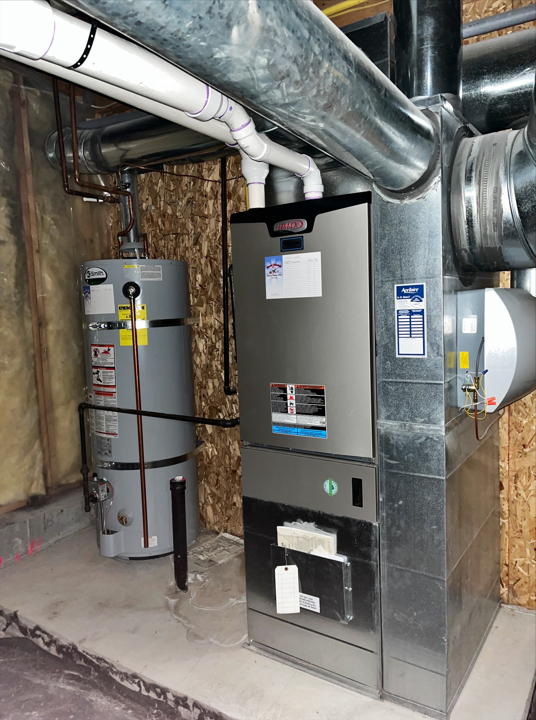 Furnace and water heater in basement