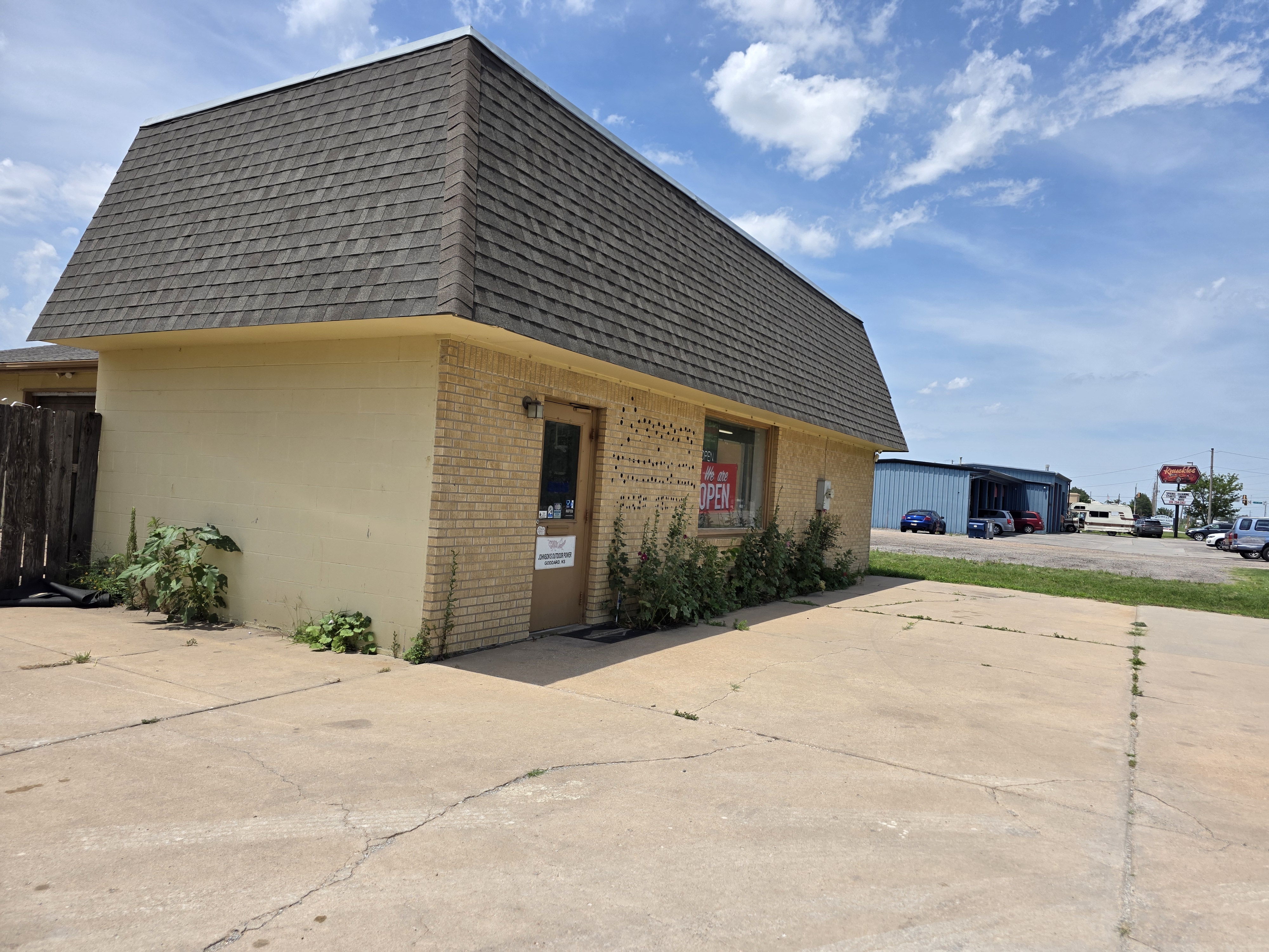 Side view of front of the building