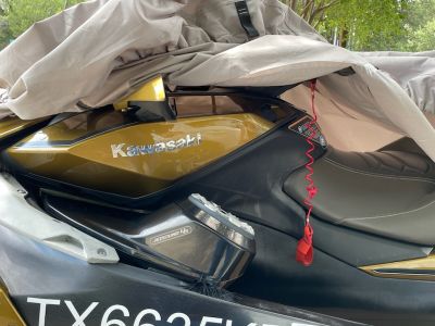 Kawasaki jet skis, partial view from opposite angle