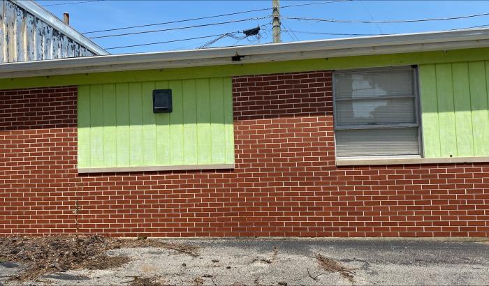 Back view of brown building