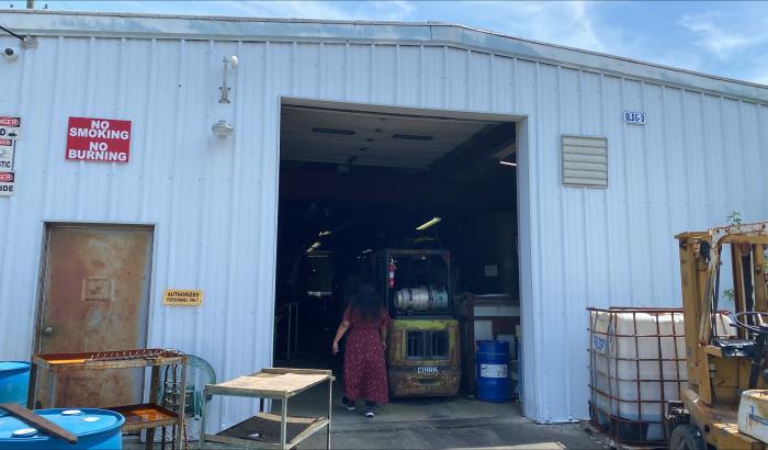 Front view of 1 of the garages