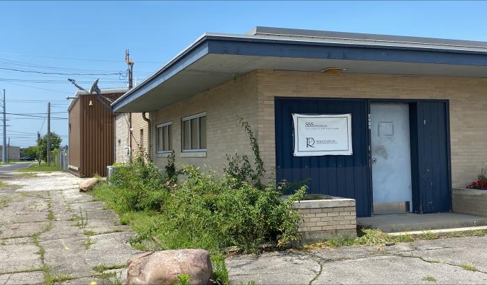 Front view of office building