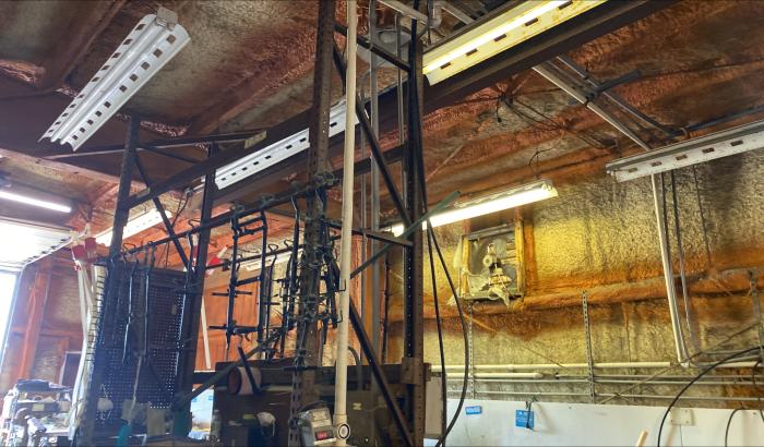 View of ceiling in 1 of the garages