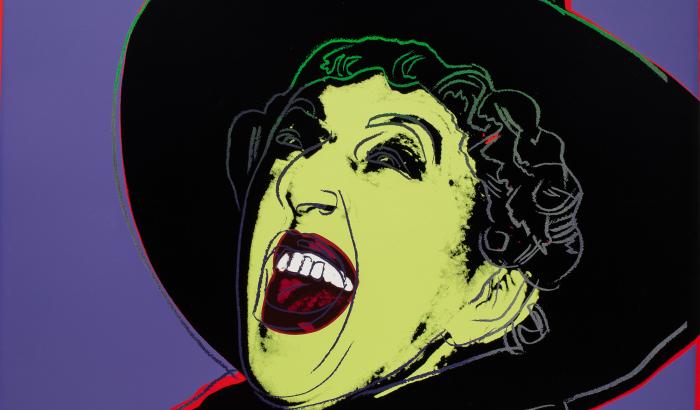 Andy Warhol (American, 1928–1987), The Witch from Myths Series, 1981, screenprint in colors with diamond dust on Lenox Museum Board, 38″ x 38″.