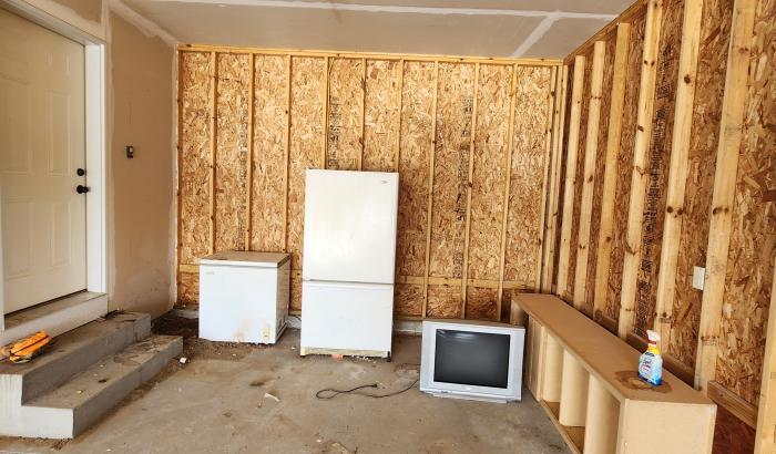 back section of garage from laundry room