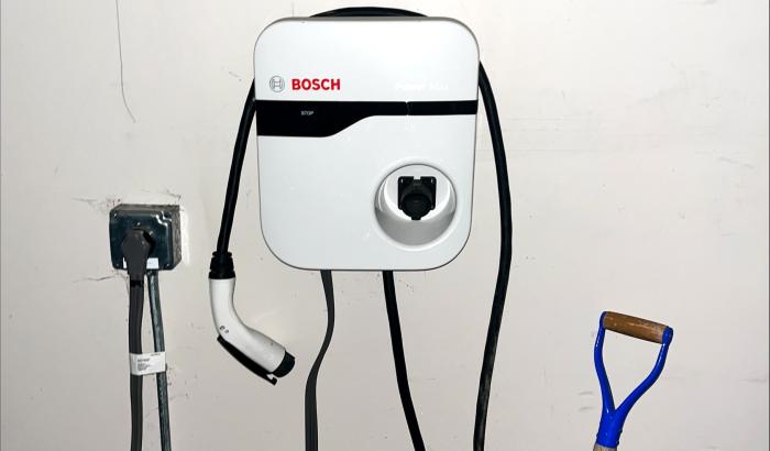 Bosch EV charger mounted on garage wall