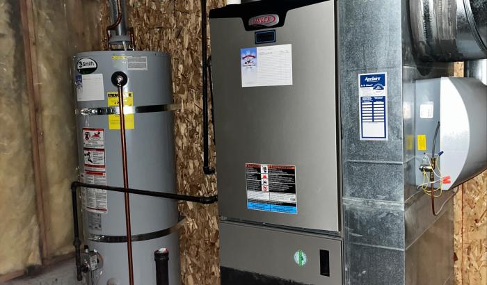 Furnace and water heater in basement